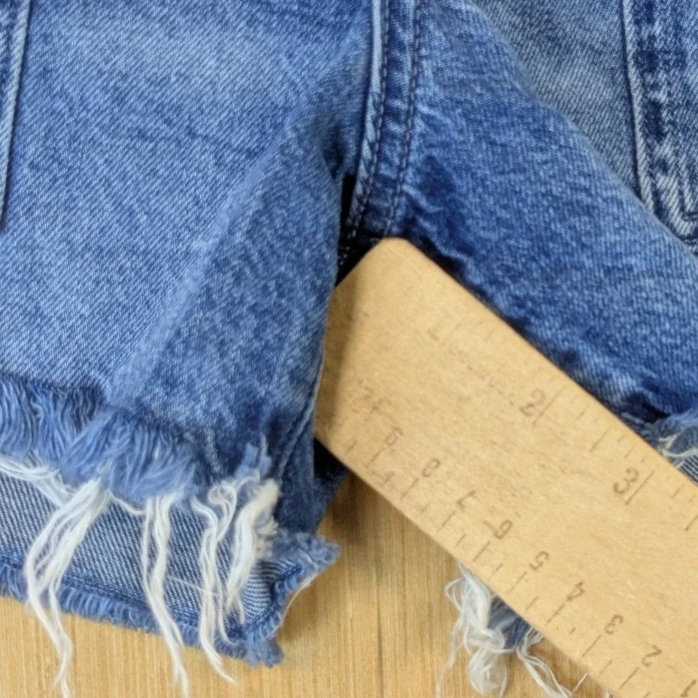 American Eagle Highest Rise 90s Boyfriend Shorts‎ Size 2 Blue Denim Cargo Frayed